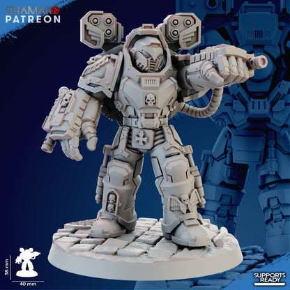 Space Knights Devastator With Hand Flamer (3 Units), proxy miniature, squad, 28mm heroic scale unpainted, view 2