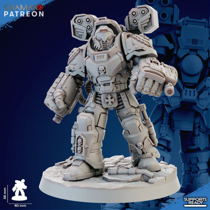 Space Knights Devastator With Hand Flamer (3 Units), proxy miniature, squad, 28mm heroic scale unpainted, view 3