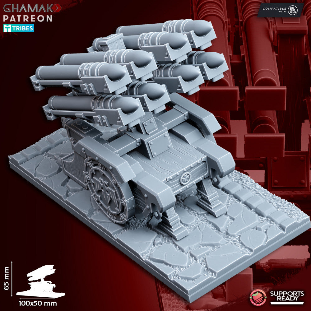 Iron Korps Malleus Rocket Launcher, Imperial Army proxy miniature, artillery, 28mm heroic scale unpainted resin, view 3