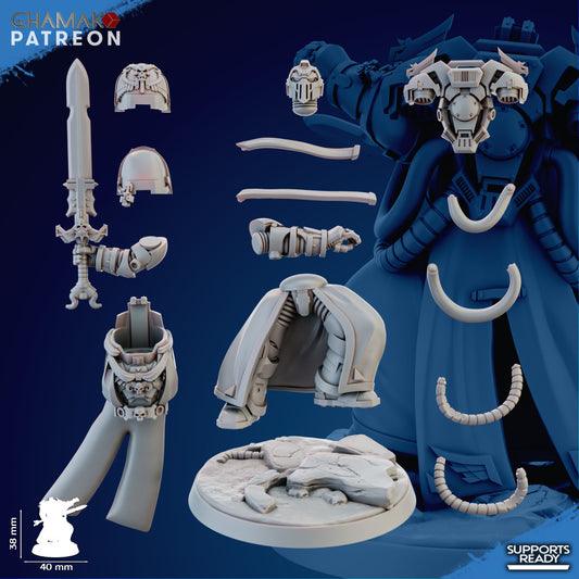Space Knights Warp Bringer, proxy miniature, 28mm heroic scale unpainted resin, view 2