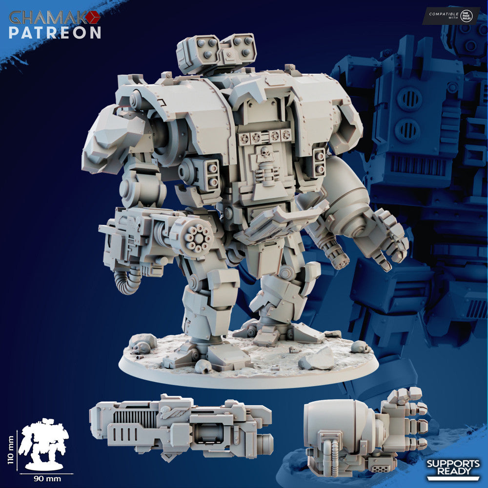 Space Knights Mortis Warwalker, proxy miniature, 28mm heroic scale unpainted resin