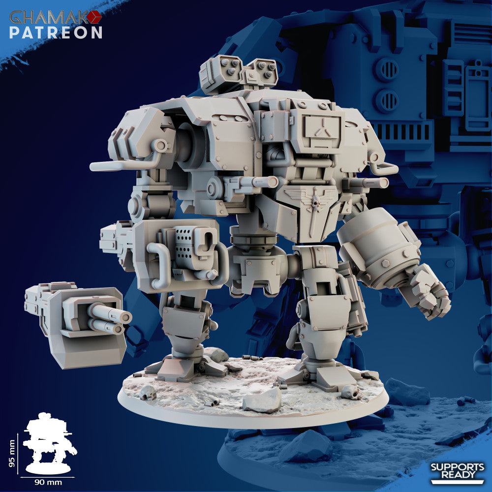 Space Knights Exploration Mech, proxy miniature, walker, 28mm heroic scale unpainted resin, view 2
