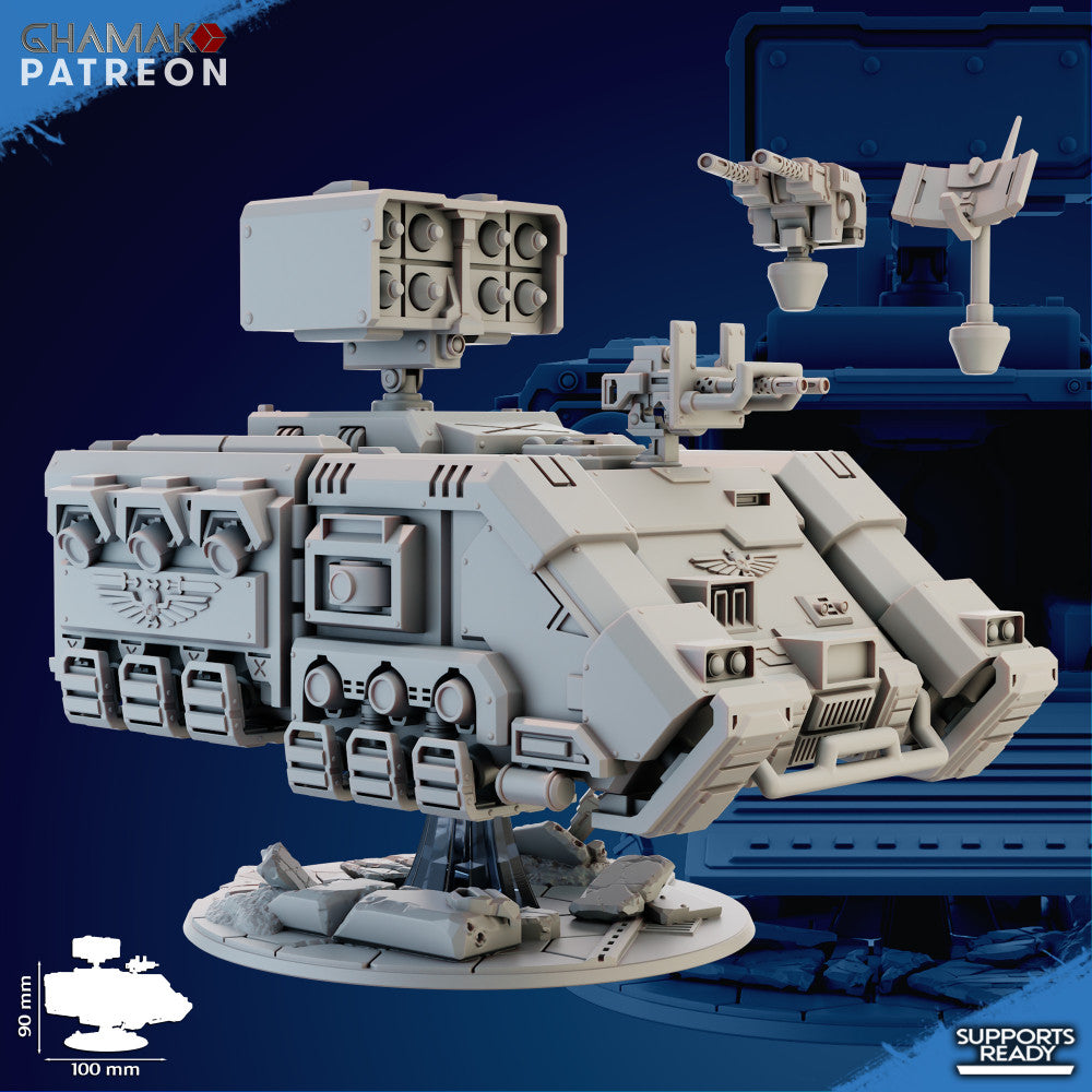 Space Knights Apc Ajax, proxy miniature, transport, 28mm heroic scale unpainted resin, view 2