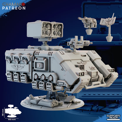 Space Knights Apc Ajax, proxy miniature, transport, 28mm heroic scale unpainted resin, view 2