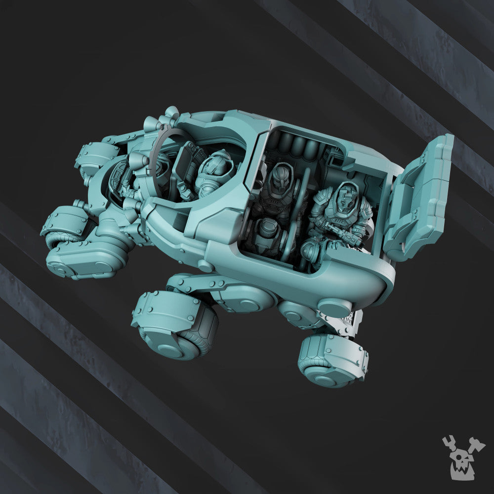 Space Dwarf Starforged Gyro Truck, proxy miniature, vehicle, 28mm heroic scale unpainted resin, view 10