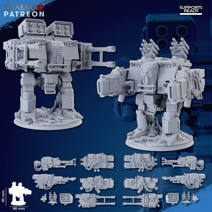 Space Knights Firestorm Mech, proxy miniature, walker, 28mm heroic scale unpainted resin, view 5