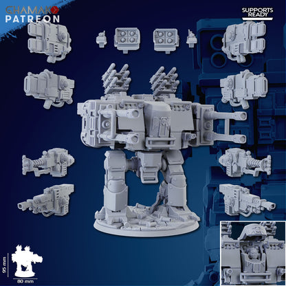 Space Knights Firestorm Mech, proxy miniature, walker, 28mm heroic scale unpainted resin, view 4