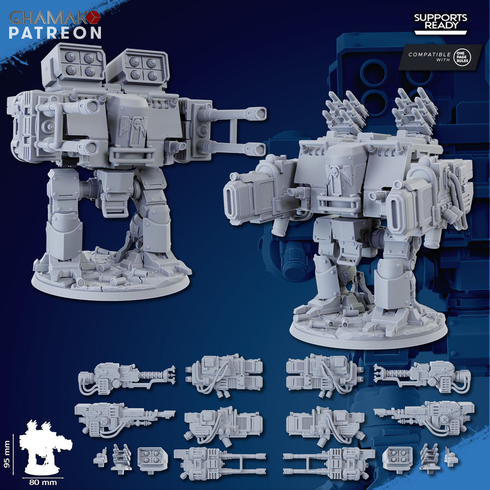 Space Knights Firestorm Mech, proxy miniature, walker, 28mm heroic scale unpainted resin
