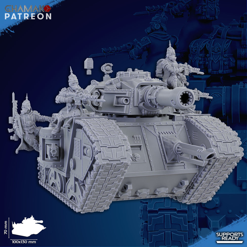 Iron Korps Harter Stahl Panzer, Imperial Army proxy miniature, 28mm heroic scale unpainted resin, view 2