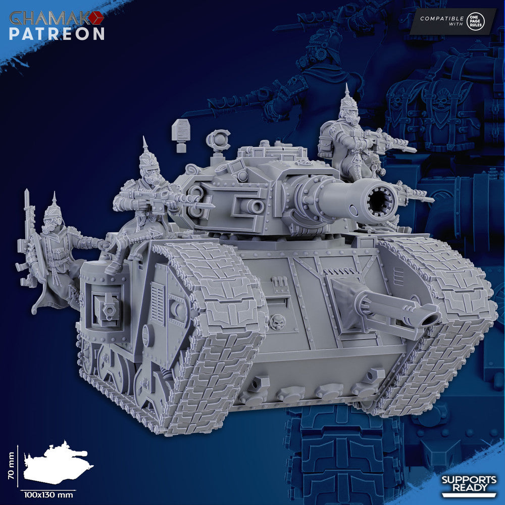 Iron Korps Harter Stahl Panzer, Imperial Army proxy miniature, 28mm heroic scale unpainted resin