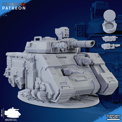 Space Knights Mbt Striker, proxy miniature, vehicle, 28mm heroic scale unpainted resin, view 3