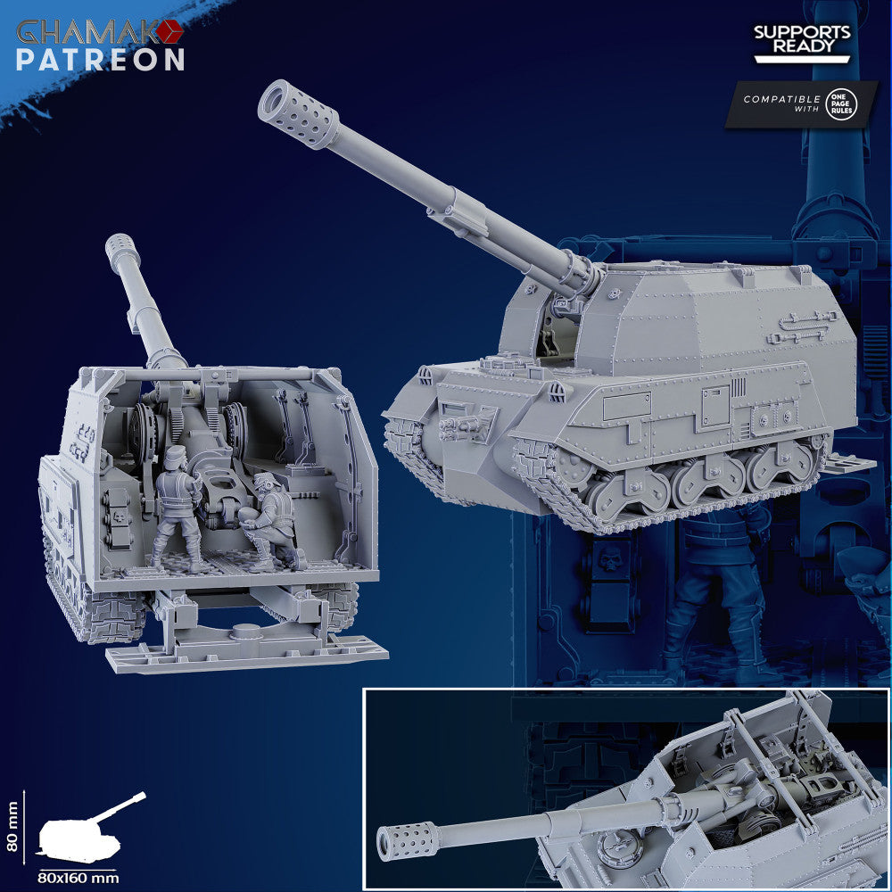 Iron Korps Blitzkrieg Artillery, Imperial Army proxy miniature, 28mm heroic scale unpainted resin