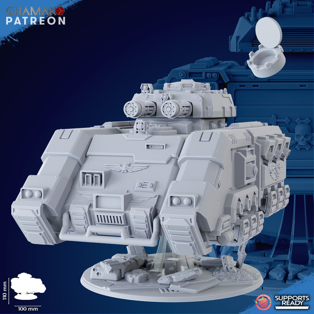 Space Knights Achilles Tactical Artillery Tank, proxy miniature, 28mm heroic scale unpainted resin, view 3