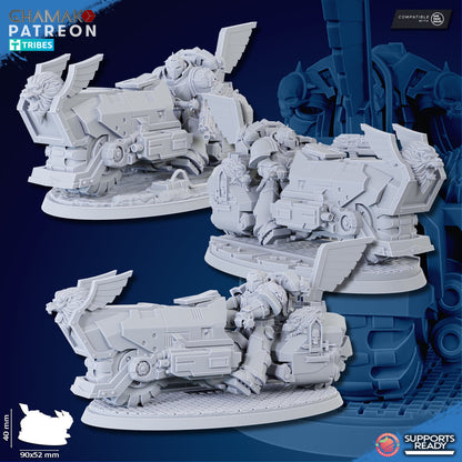 Hooded Knights Winged Lions Bikes (3 Units), proxy miniature, squad, 28mm heroic scale unpainted resin