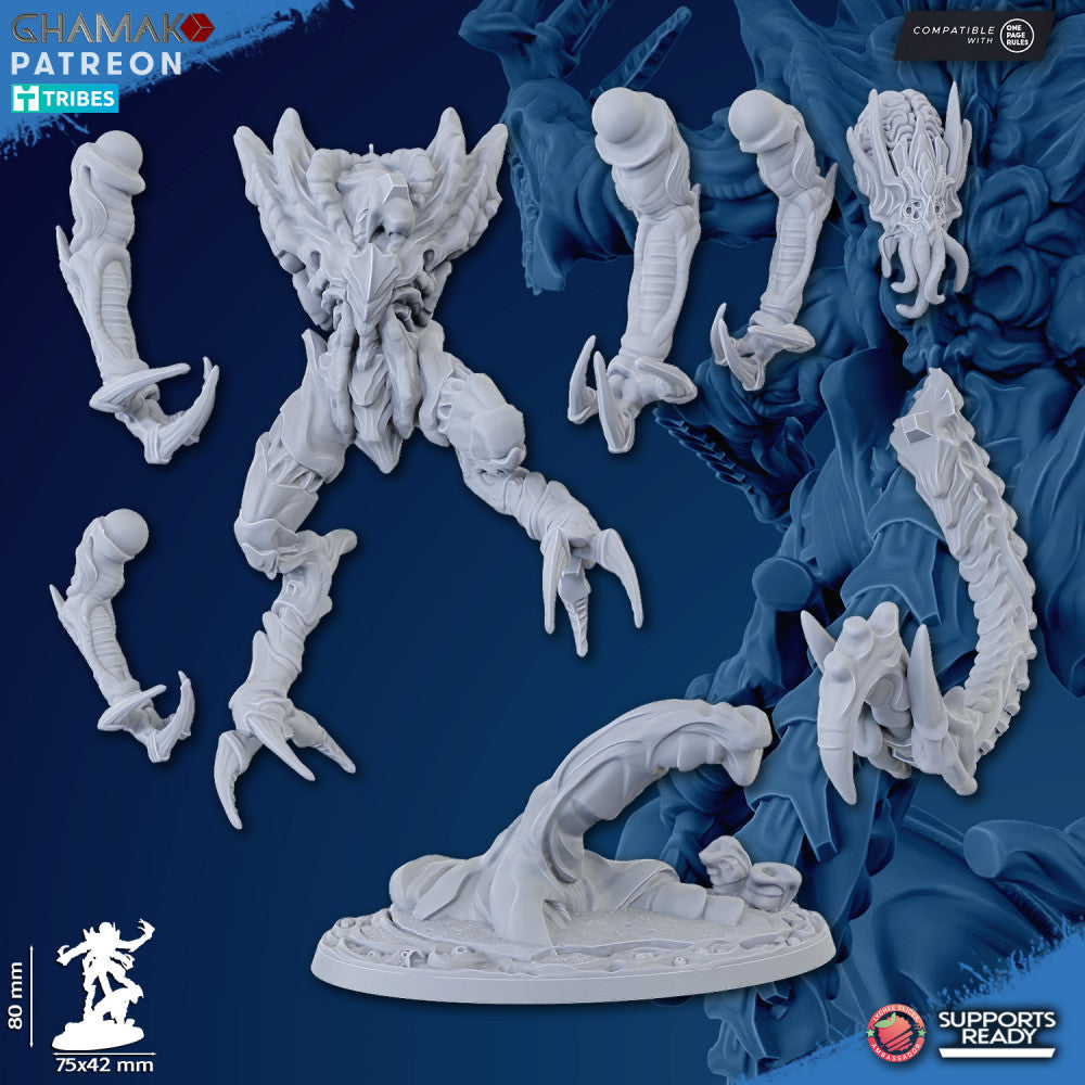 Bio Swarm Genoextractor Alpha, proxy miniature, monster, 28mm heroic scale unpainted resin, view 2