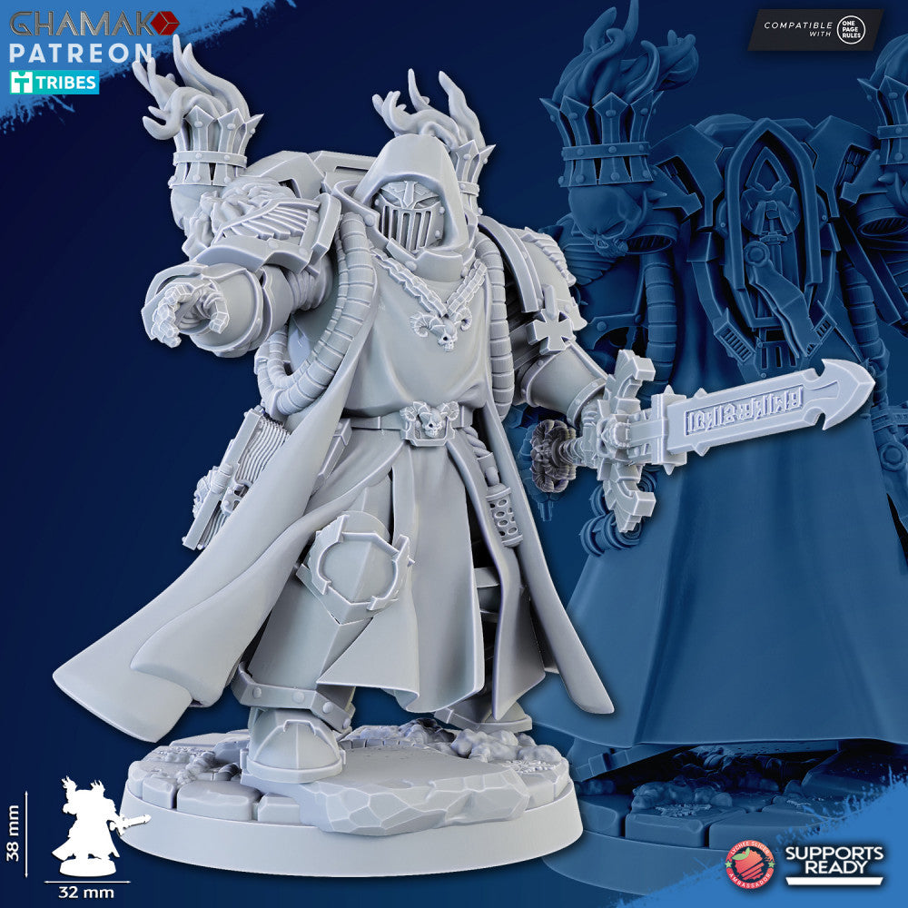 Hooded Knights Ramiel, proxy miniature, 28mm heroic scale unpainted resin