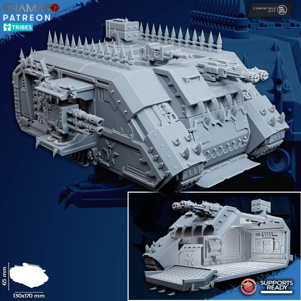 Dark Space Knights Heretic Mbt, proxy miniature, 28mm heroic scale unpainted resin, view 2