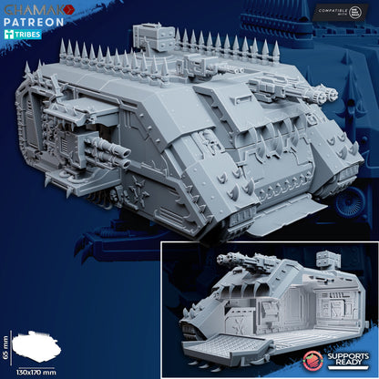 Dark Space Knights Heretic Mbt, proxy miniature, 28mm heroic scale unpainted resin, view 2