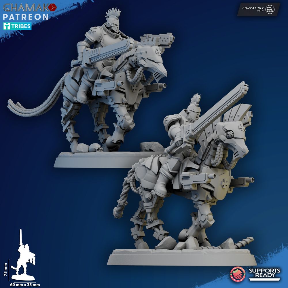 Crusader Knights Acolyte Cavalry, proxy miniature, 28mm heroic scale unpainted resin, view 3