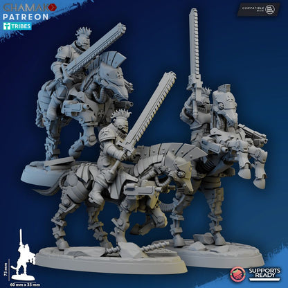 Crusader Knights Acolyte Cavalry, proxy miniature, 28mm heroic scale unpainted resin, view 2