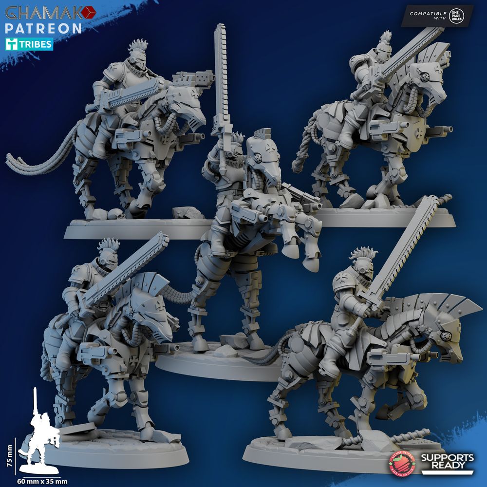 Crusader Knights Acolyte Cavalry, proxy miniature, 28mm heroic scale unpainted resin