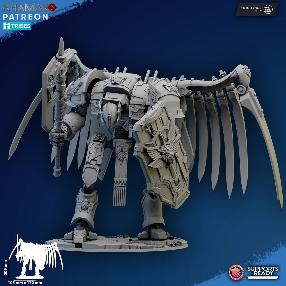 Hooded Knights Angelic Titan, proxy miniature, walker, 28mm heroic scale unpainted resin, view 2