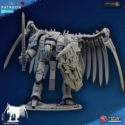 Crimson Knights Angelic Titan, proxy miniature, walker, 28mm heroic scale unpainted resin