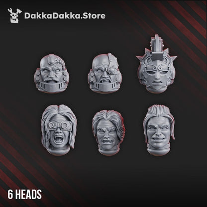 Crimson Knights Hero Heads Set, resin conversion bits, character, 28mm heroic scale unpainted resin