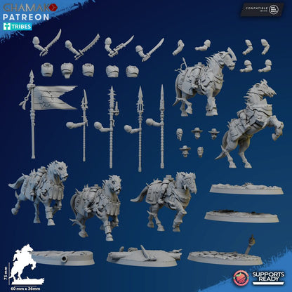 Dark Space Knights Cavalry (5 Units), proxy miniature, squad, 28mm heroic scale unpainted resin, view 3