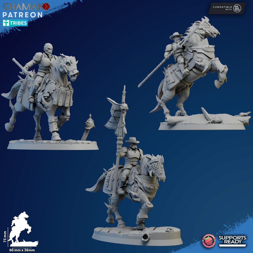 Dark Space Knights Cavalry (5 Units), proxy miniature, squad, 28mm heroic scale unpainted resin, view 4