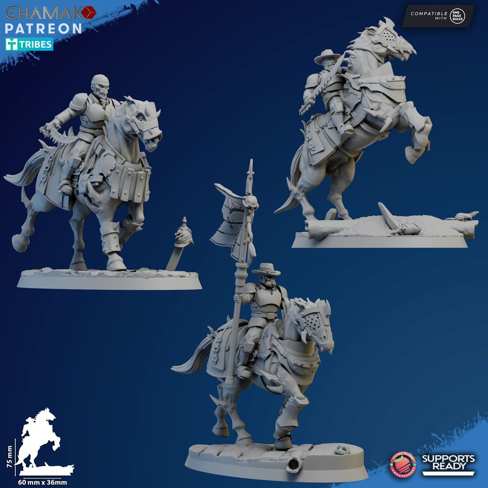 Dark Space Knights Cavalry (5 Units), proxy miniature, squad, 28mm heroic scale unpainted resin, view 2