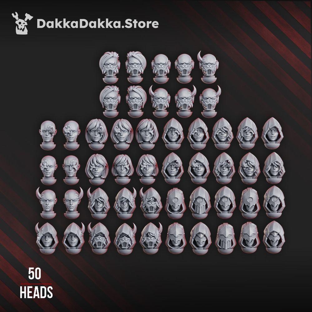 Dark Space Knights Coven Heads Set, resin conversion bits, 28mm heroic scale unpainted resin, view 6