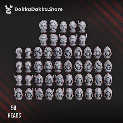 Dark Space Knights Coven Heads Set, resin conversion bits, 28mm heroic scale unpainted resin, view 6