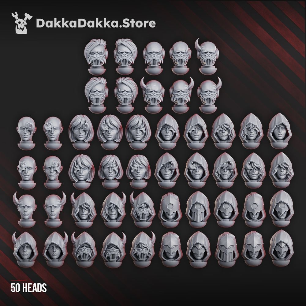 Dark Space Knights Coven Heads Set, resin conversion bits, 28mm heroic scale unpainted resin