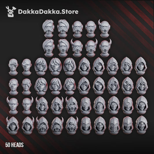 Dark Space Knights Coven Heads Set, resin conversion bits, 28mm heroic scale unpainted resin