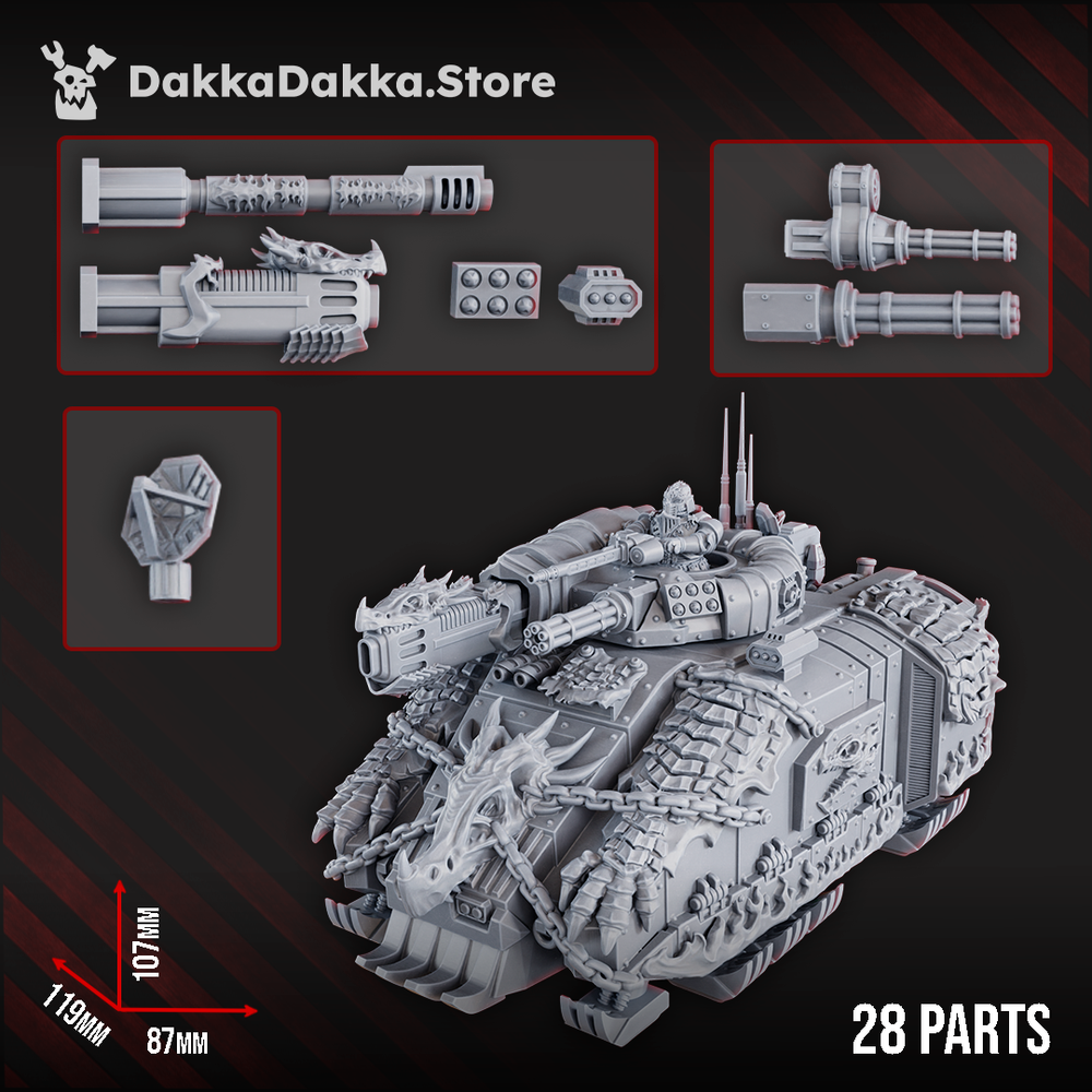 Flame Knights Heavy Hover Tank, proxy miniature, 28mm heroic scale unpainted resin