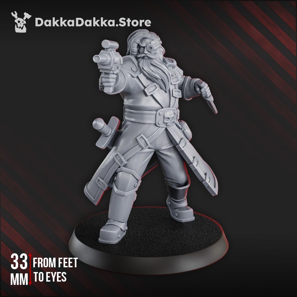 Rock Head Gangs Theodore The Grandee Headhunter, Inquisition proxy miniature, heads, 28mm heroic scale unpainted resin