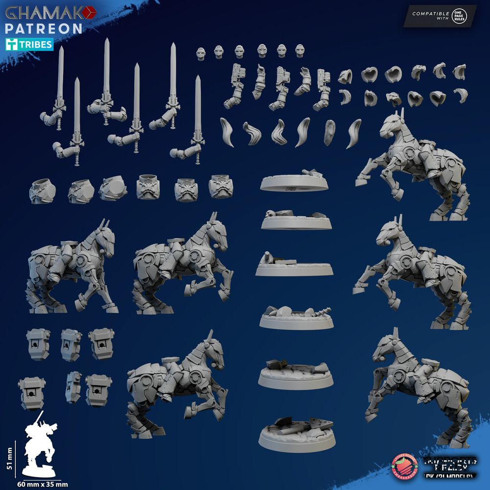 Crusader Knights Mechanized Heavy Cavalry, proxy miniature, 28mm heroic scale unpainted resin, view 5