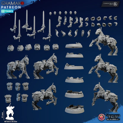 Crusader Knights Mechanized Heavy Cavalry, proxy miniature, 28mm heroic scale unpainted resin, view 5
