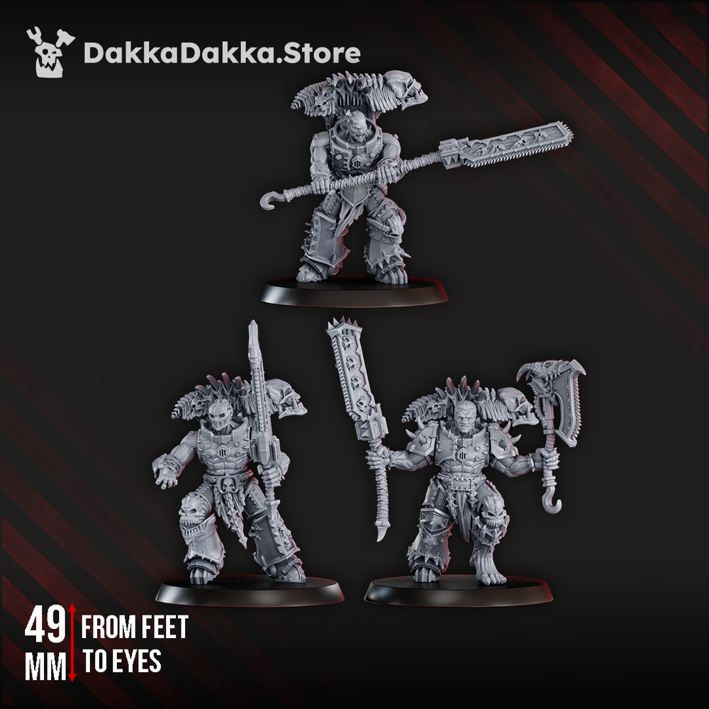 Bloodthirsty Knights Possessed Butchers, proxy miniature, 28mm heroic scale unpainted resin