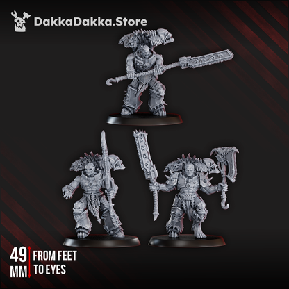 Bloodthirsty Knights Possessed Butchers, proxy miniature, 28mm heroic scale unpainted resin