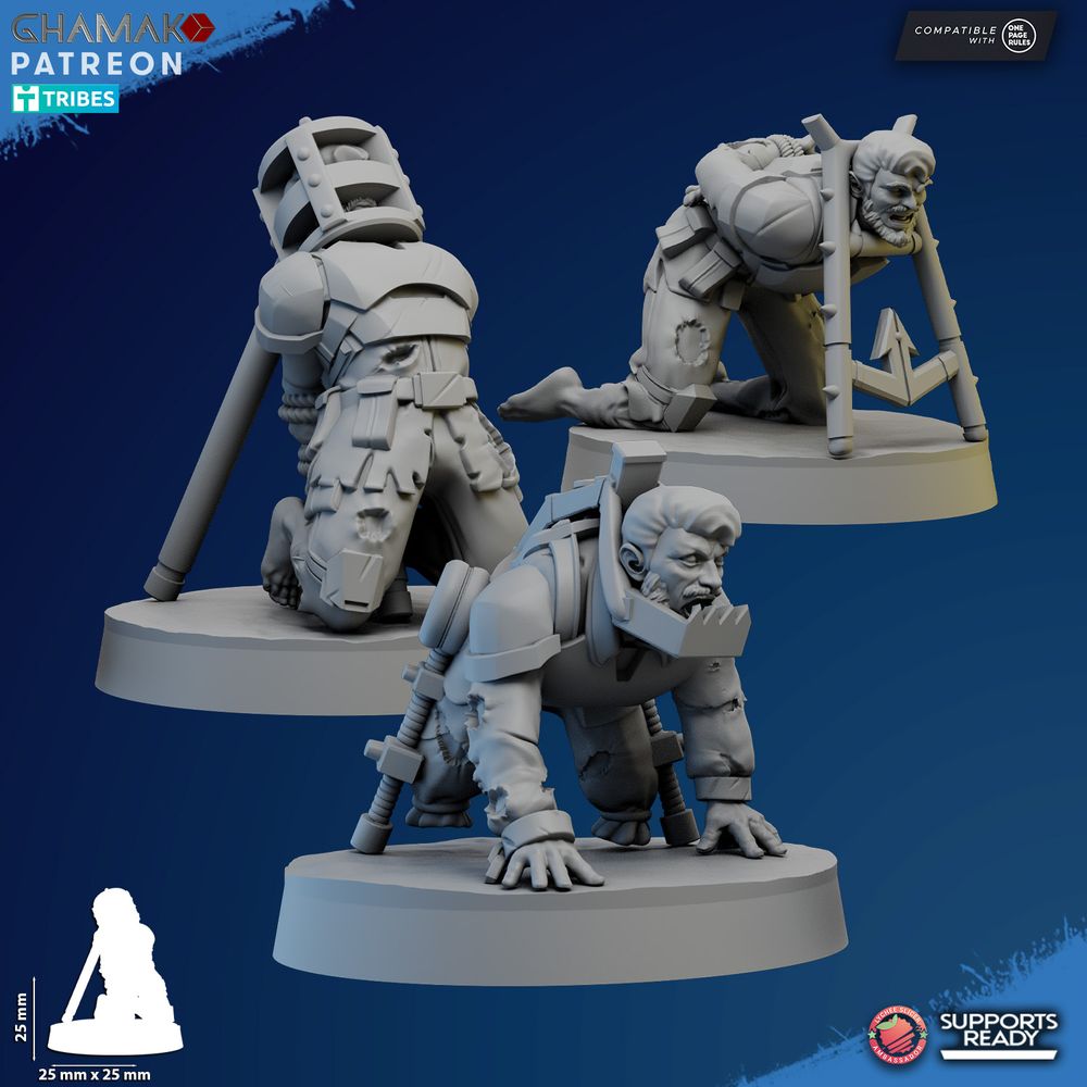 Dark Space Knights Torturer And Prisoners, proxy miniature, 28mm heroic scale unpainted resin, view 3