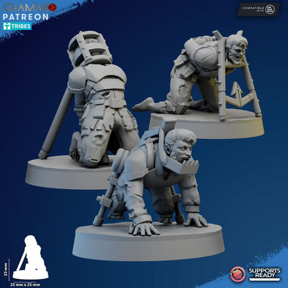 Dark Space Knights Torturer And Prisoners, proxy miniature, 28mm heroic scale unpainted resin, view 3