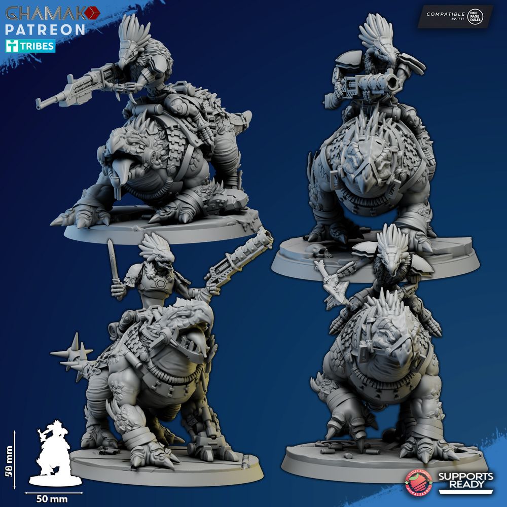 Tuai Ravok Riders, proxy miniature, vehicle, 28mm heroic scale unpainted resin