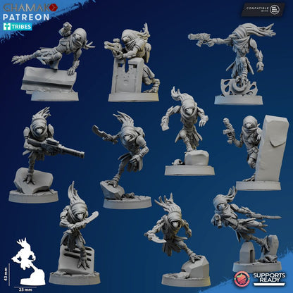 Tuai Riftclaw Shades, proxy miniature, 28mm heroic scale unpainted resin