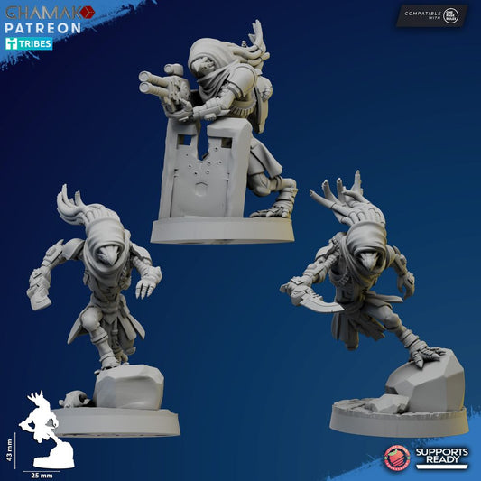 Tuai Riftclaw Shades, proxy miniature, 28mm heroic scale unpainted resin, view 2