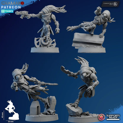 Tuai Riftclaw Shades, proxy miniature, 28mm heroic scale unpainted resin, view 4