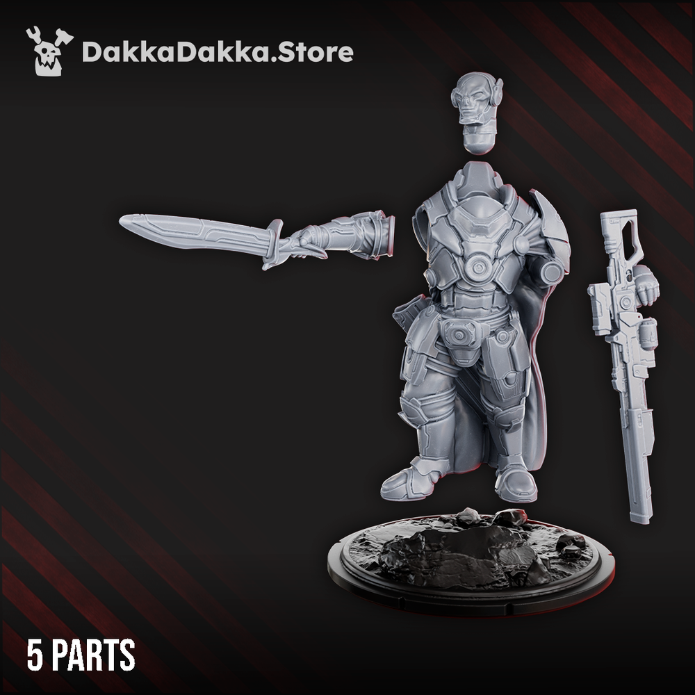 Tuai Shays Infernosword, proxy miniature, 28mm heroic scale unpainted resin, view 3