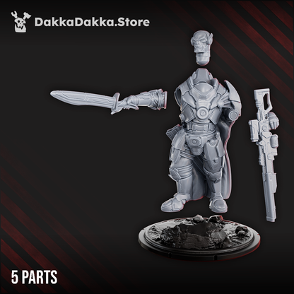 Tuai Shays Infernosword, proxy miniature, 28mm heroic scale unpainted resin, view 3