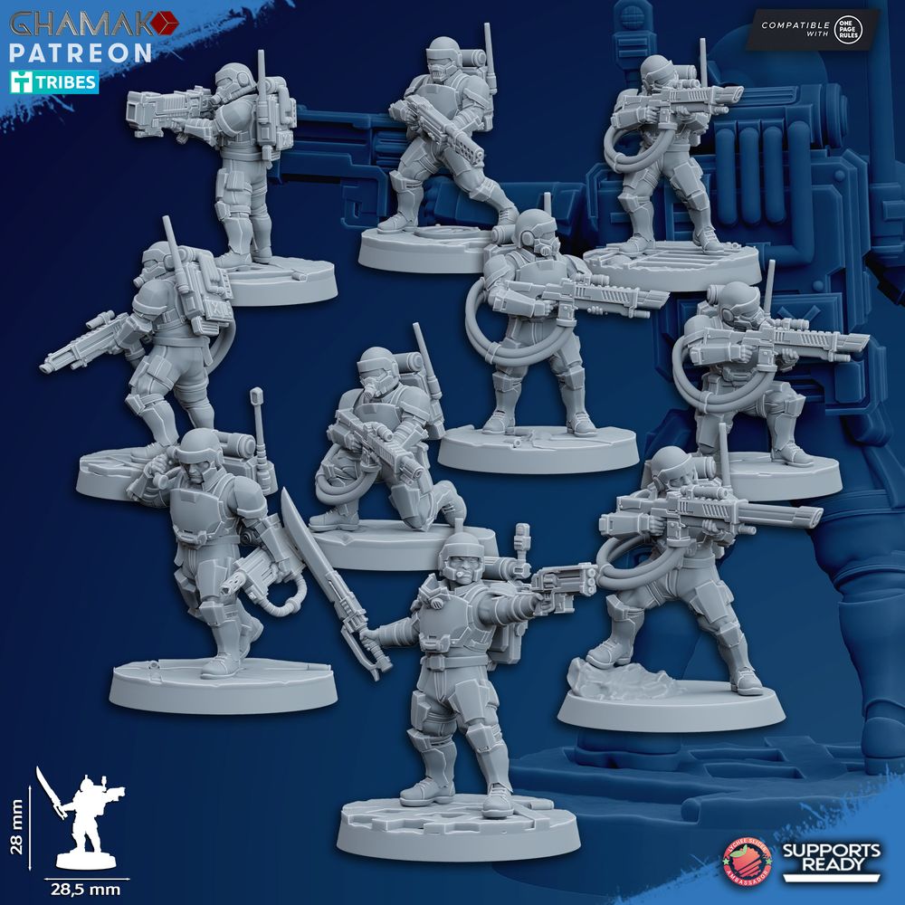 Freedom Guard Heavy Grenadiers, Imperial Army proxy miniature, infantry, 28mm heroic scale unpainted resin
